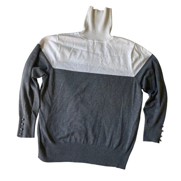 Retrology White & Gray Color Bock Turtleneck Sweater 1X - Picture 5 of 7